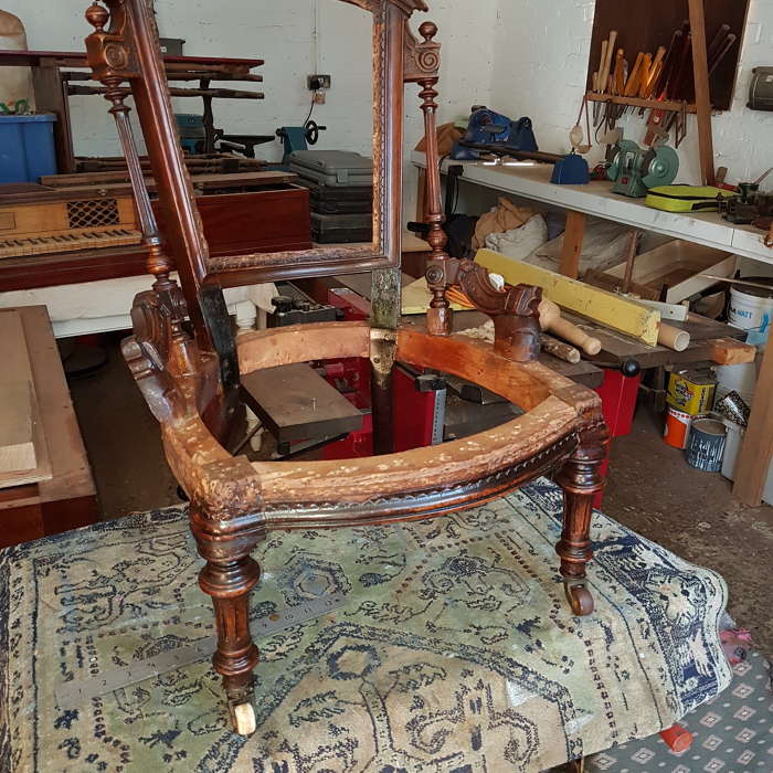 Victorian Nursing Chair with spindle replaced and joints tightened