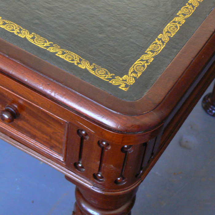 Victorian Library Table, cleaned, repolished and with new leather skiver