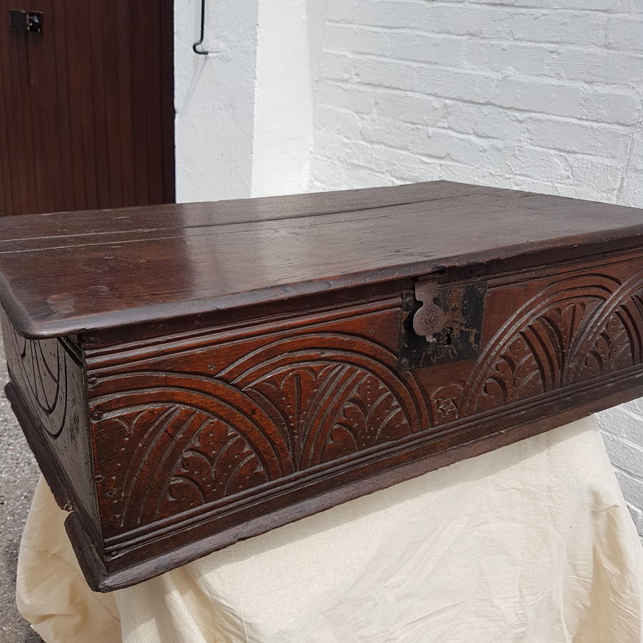 Late seventeenth century carved oak Bible Box