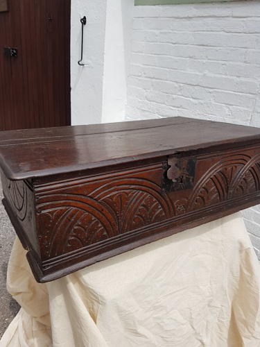 Late seventeenth century carved oak Bible Box