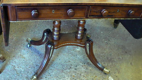 Antique Regency rosewood sofa table with ormolu mouldings