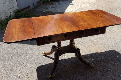 Antique Regency rosewood sofa table with ormolu mouldings