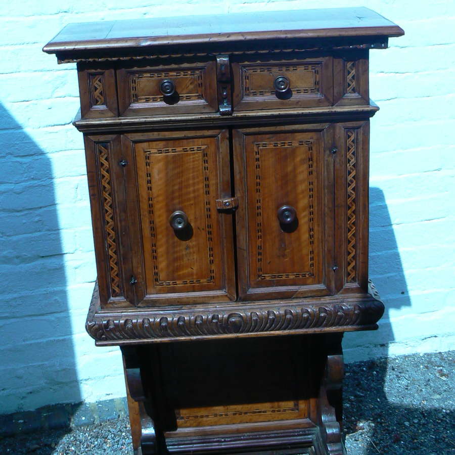 Antique Florentine inlaid walnut cabinet c.1600