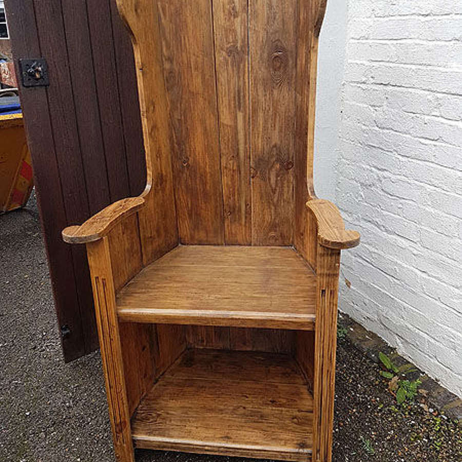Early 20th Century  Pitch Pine Lambing Chair
