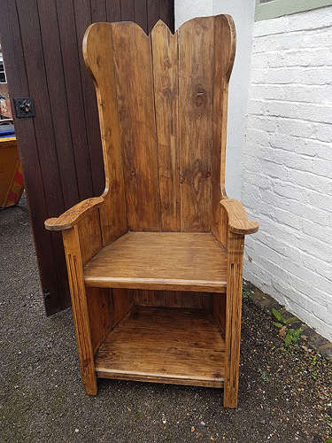 Early 20th Century  Pitch Pine Lambing Chair