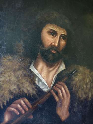 Antique Continental School Portrait of a Flautist